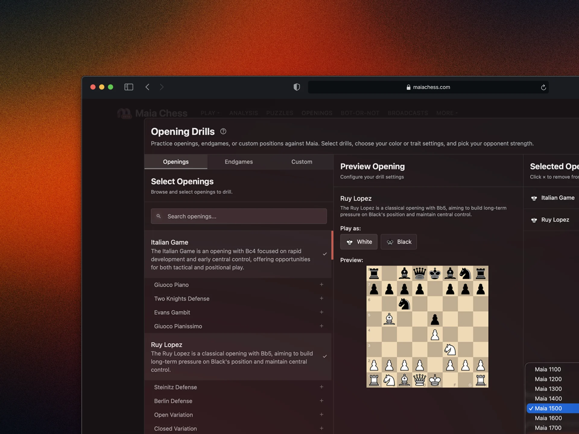 Maia Chess platform